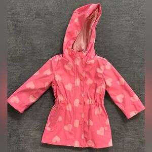 Pink Heart Hooded Raincoat